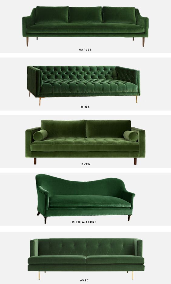 green sofas